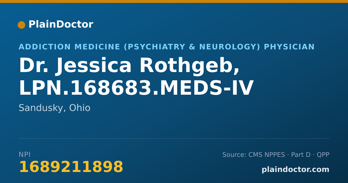 Shareable card for Jessica Rothgeb, LPN.168683.MEDS-IV - Addiction Medicine (Psychiatry & Neurology) Physician, Sandusky, OH