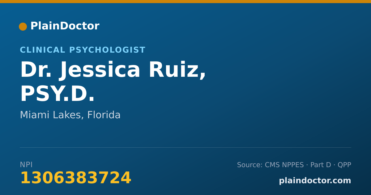 Shareable card for Jessica Ruiz, PSY.D. - Clinical Psychologist, Miami Lakes, FL