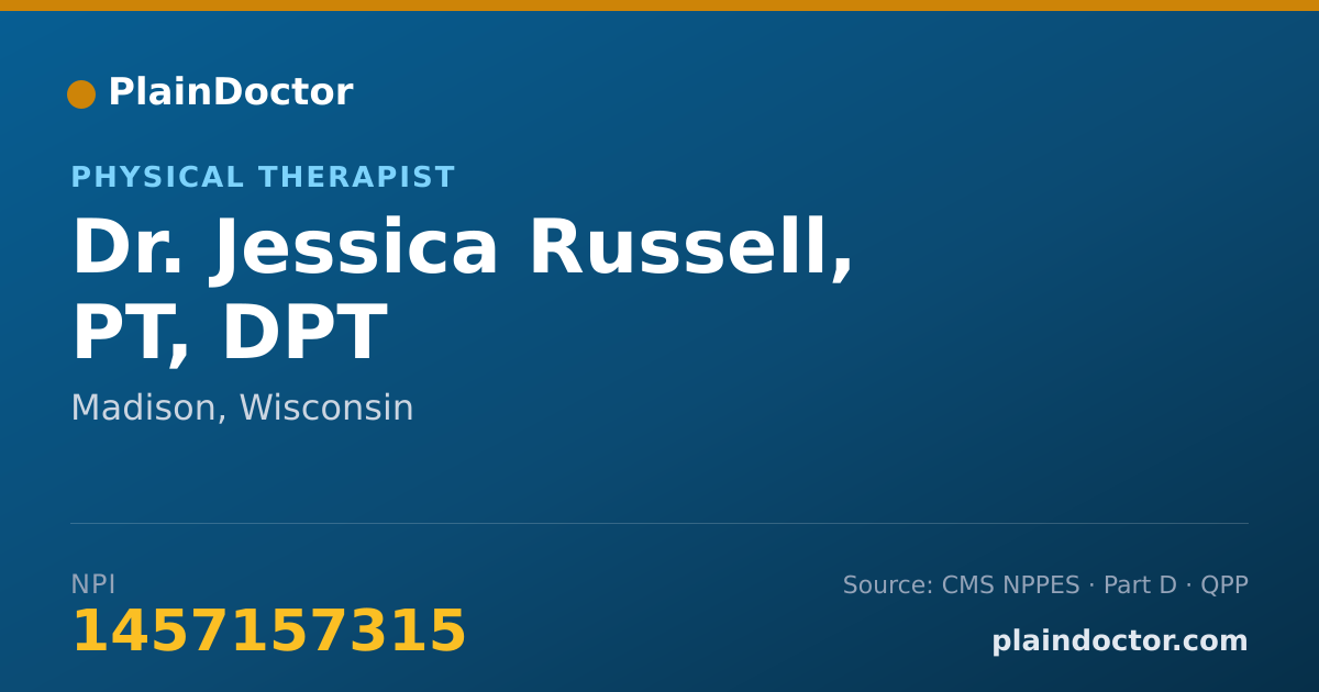 Shareable card for Jessica Russell, PT, DPT - Physical Therapist, Madison, WI
