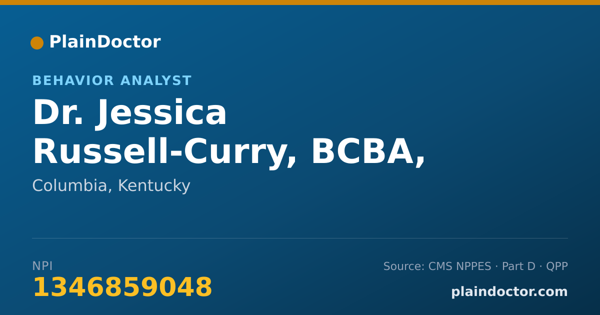 Shareable card for Jessica Russell-Curry, BCBA, LBA - Behavior Analyst, Columbia, KY