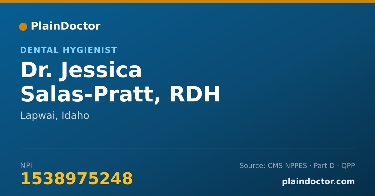 Shareable card for Jessica Salas-Pratt, RDH - Dental Hygienist, Lapwai, ID