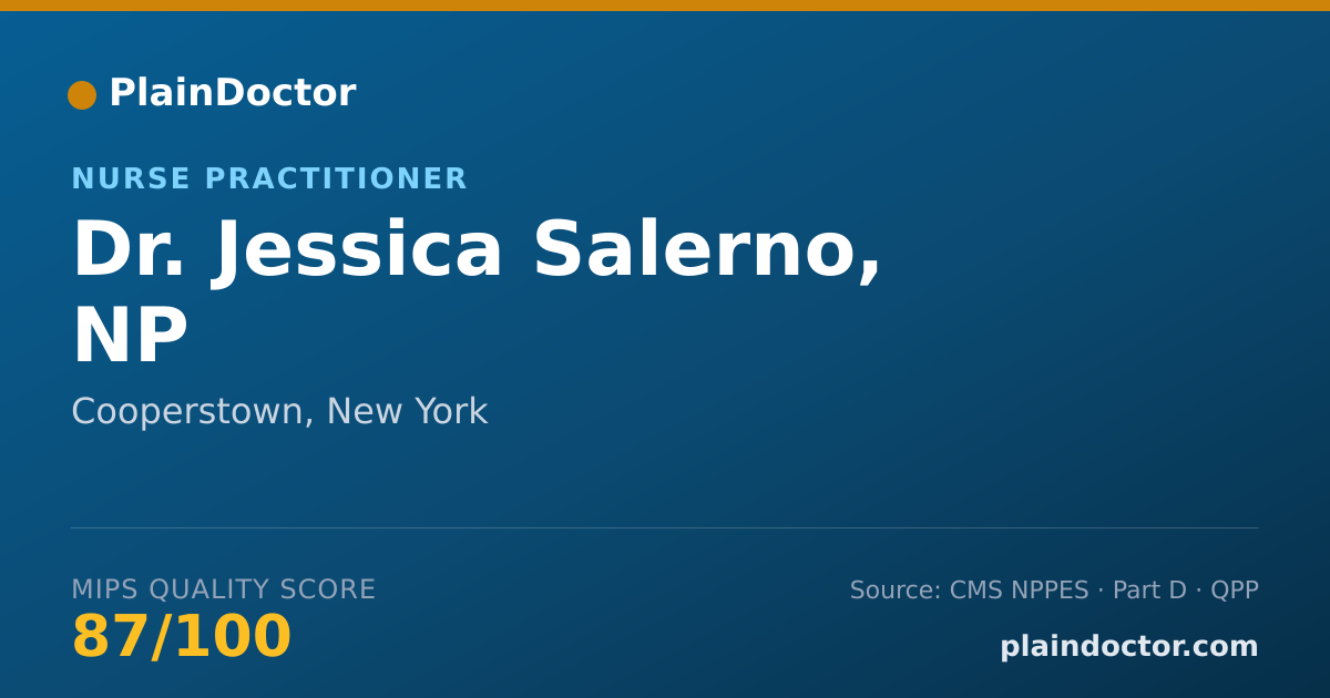 Shareable card for Jessica Salerno, NP - Nurse Practitioner, Cooperstown, NY