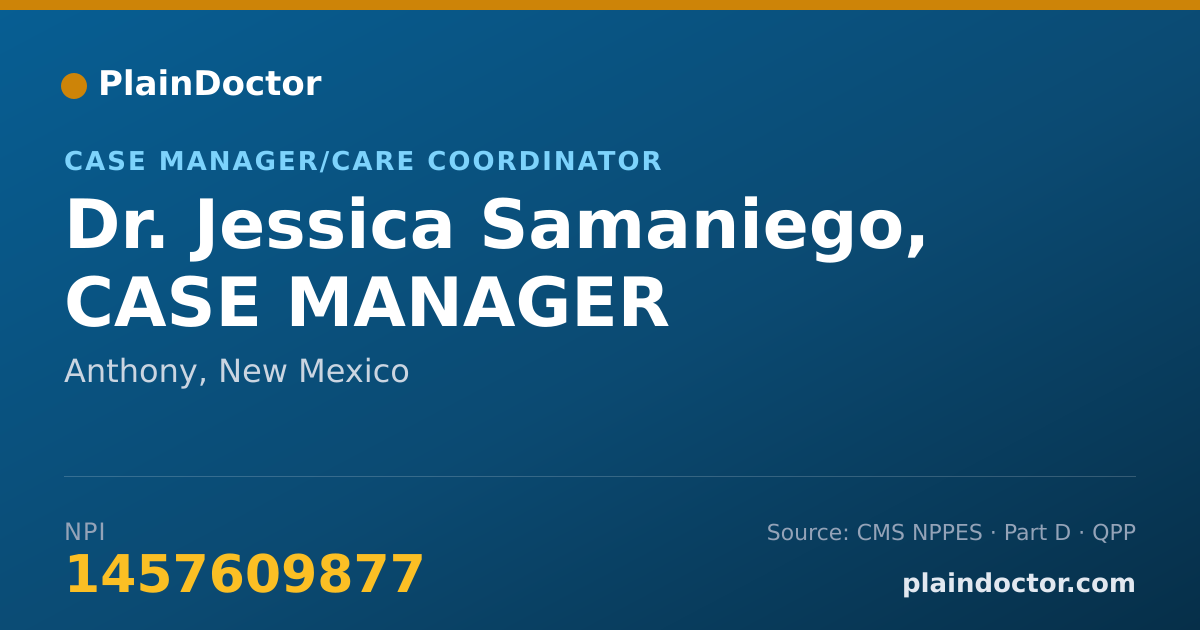 Shareable card for Jessica Samaniego, CASE MANAGER - Case Manager/Care Coordinator, Anthony, NM