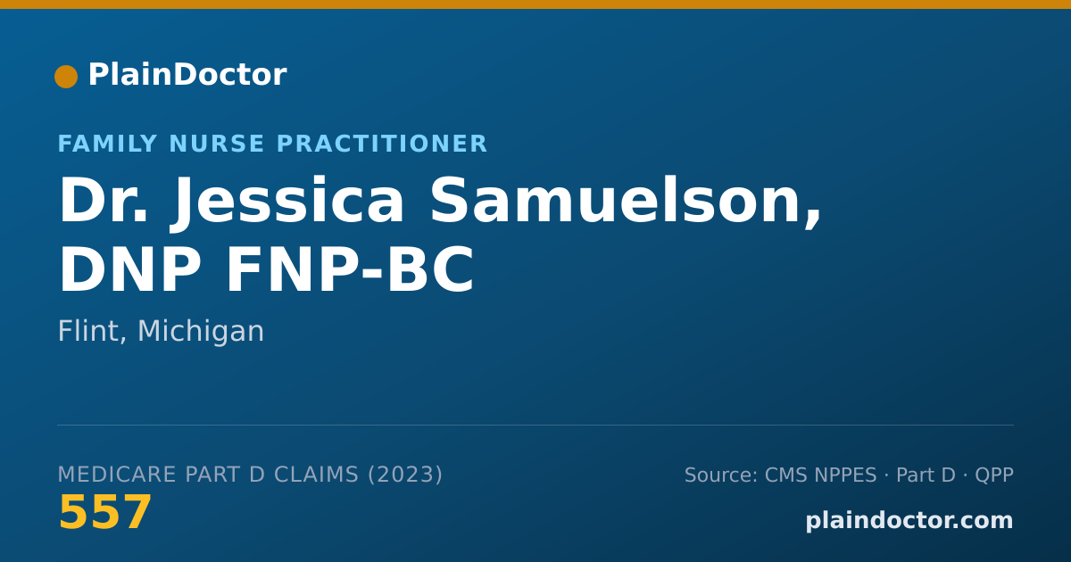 Shareable card for Jessica Samuelson, DNP FNP-BC - Family Nurse Practitioner, Flint, MI