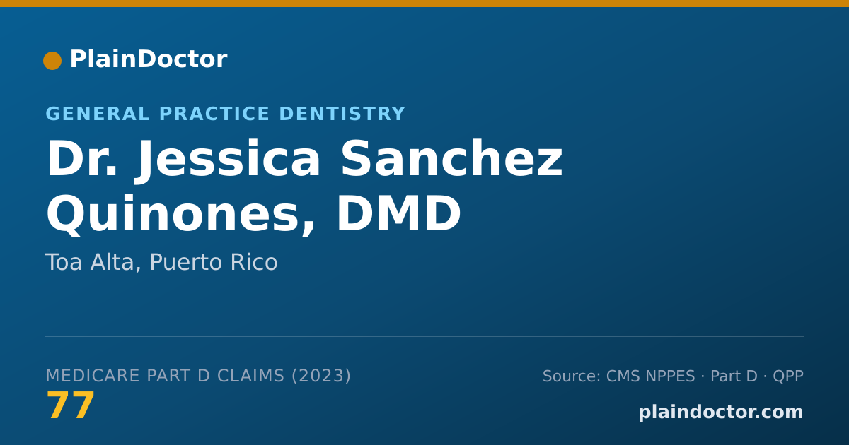 Shareable card for Jessica Sanchez Quinones, DMD - General Practice Dentistry, Toa Alta, PR