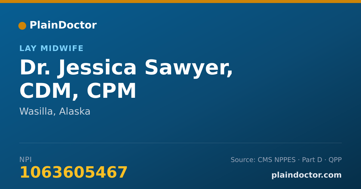 Shareable card for Jessica Sawyer, CDM, CPM - Lay Midwife, Wasilla, AK