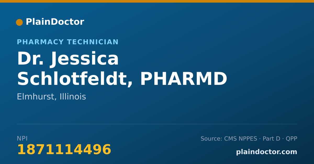 Shareable card for Jessica Schlotfeldt, PHARMD - Pharmacy Technician, Elmhurst, IL