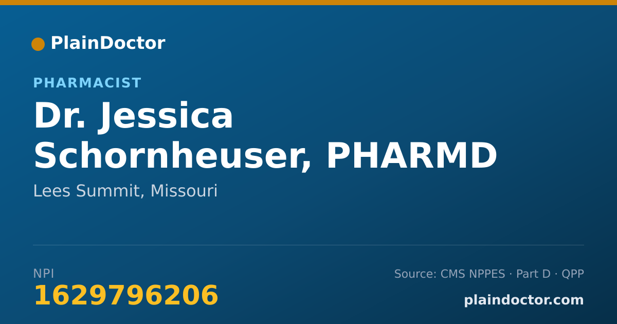 Shareable card for Jessica Schornheuser, PHARMD - Pharmacist, Lees Summit, MO