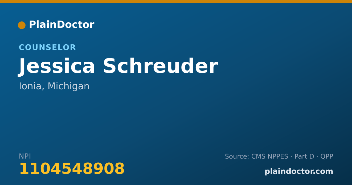 Shareable card for Jessica Schreuder - Counselor, Ionia, MI