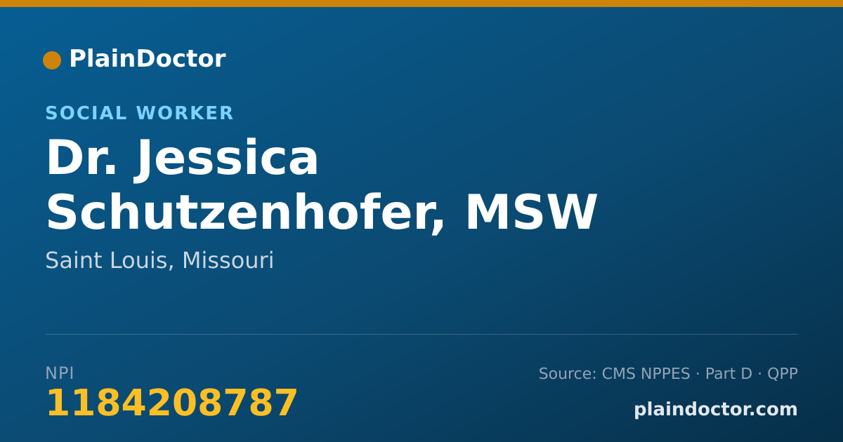Shareable card for Jessica Schutzenhofer, MSW - Social Worker, Saint Louis, MO
