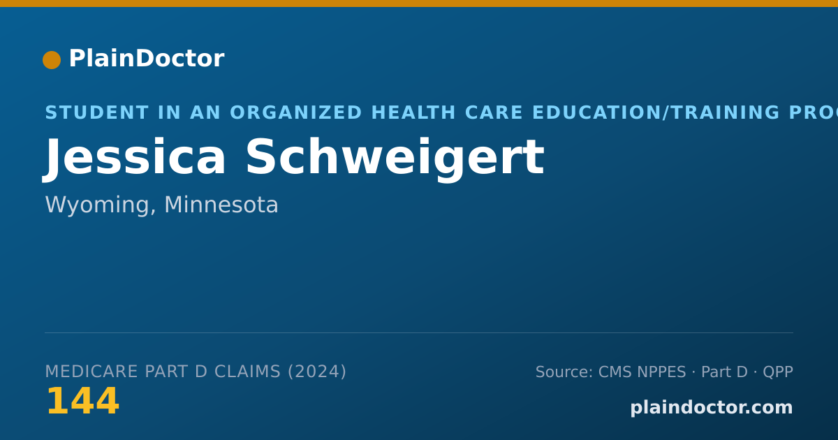 Shareable card for Jessica Schweigert - Student in an Organized Health Care Education/Training Program, Wyoming, MN