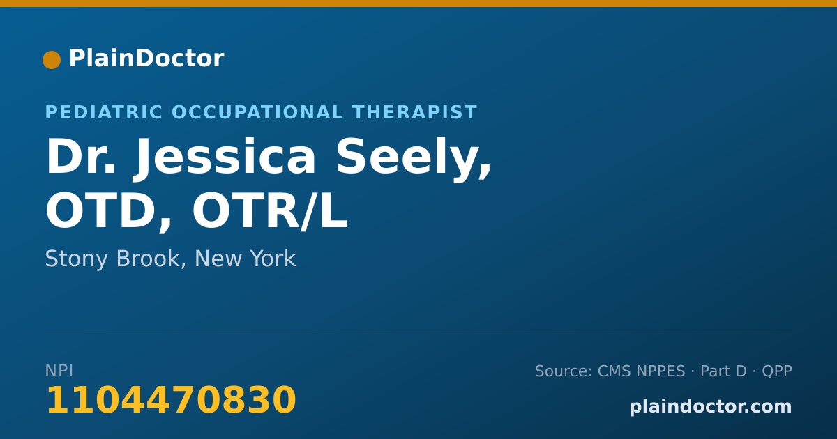 Shareable card for Jessica Seely, OTD, OTR/L - Pediatric Occupational Therapist, Stony Brook, NY