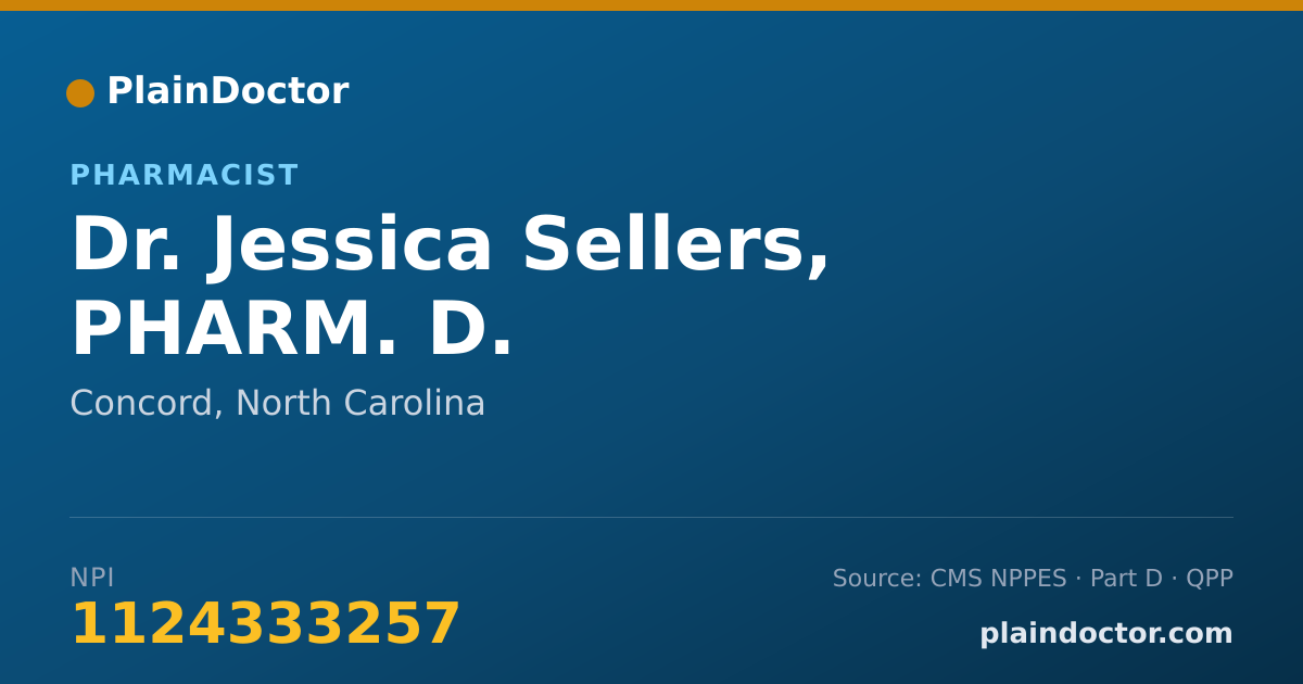 Shareable card for Jessica Sellers, PHARM. D. - Pharmacist, Concord, NC