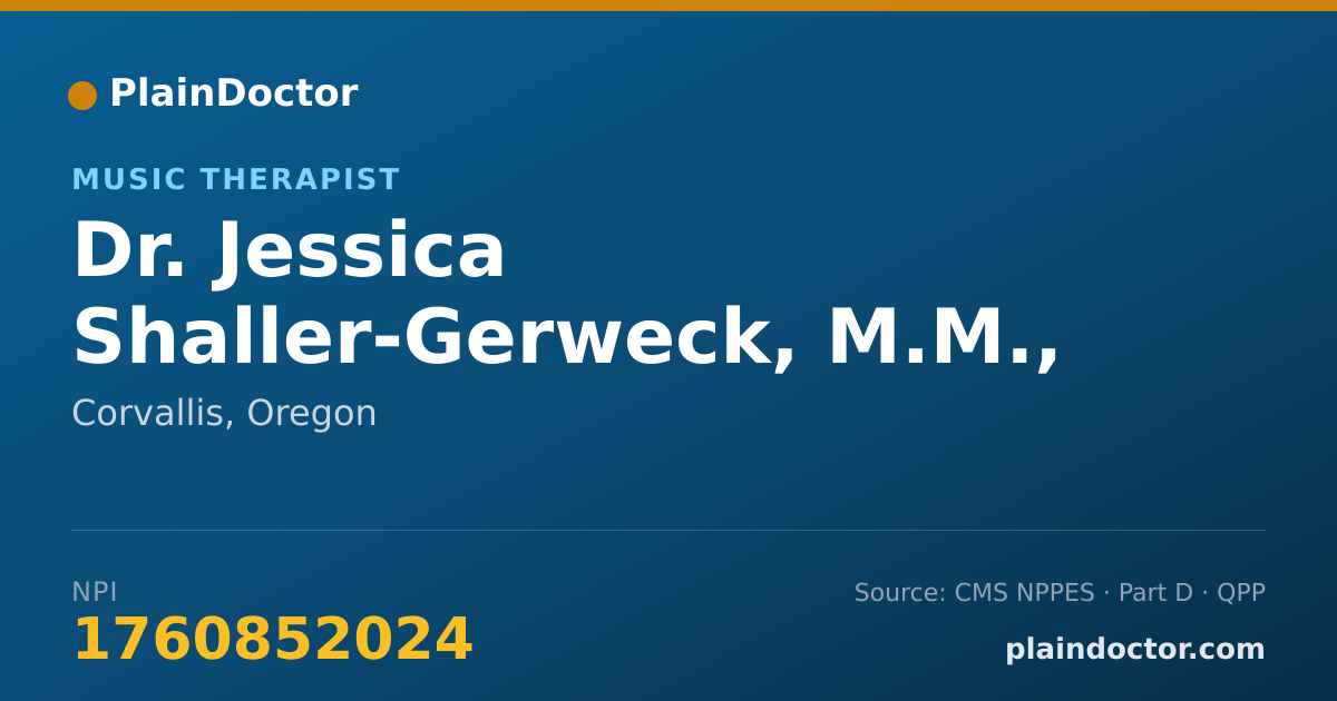 Shareable card for Jessica Shaller-Gerweck, M.M., MT-BC, QMHP-C - Music Therapist, Corvallis, OR