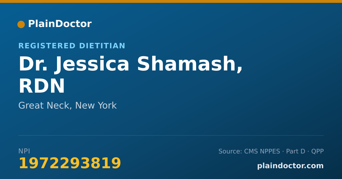 Shareable card for Jessica Shamash, RDN - Registered Dietitian, Great Neck, NY