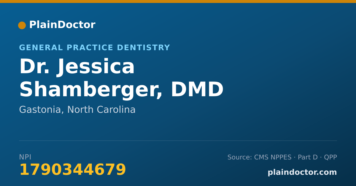 Shareable card for Jessica Shamberger, DMD - General Practice Dentistry, Gastonia, NC