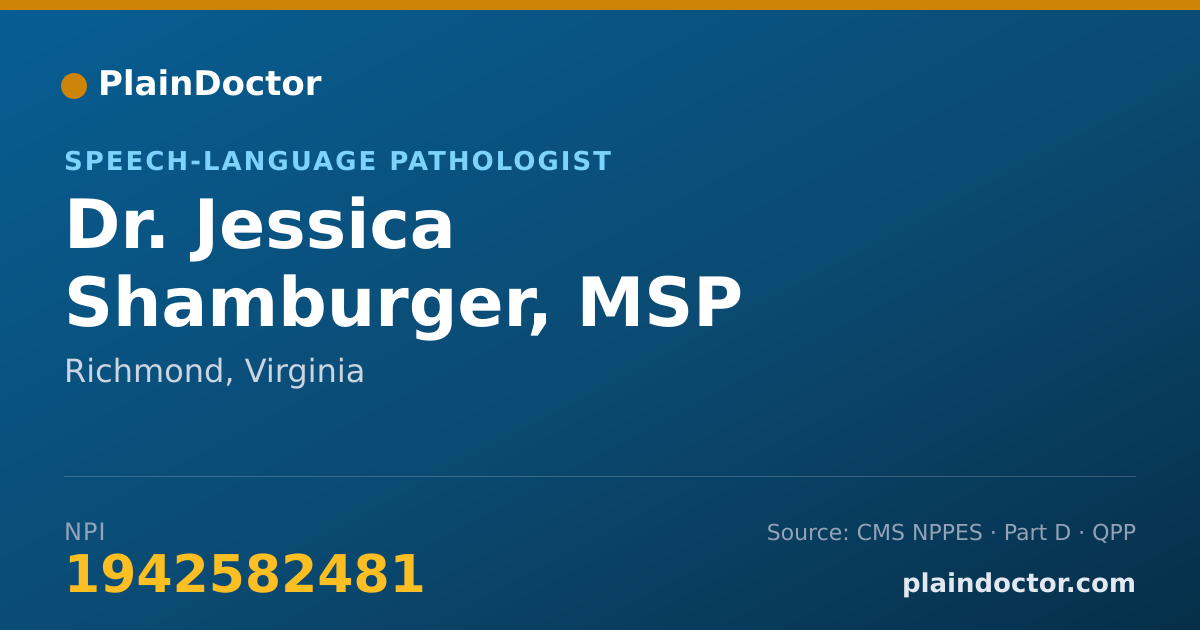 Shareable card for Jessica Shamburger, MSP - Speech-Language Pathologist, Richmond, VA