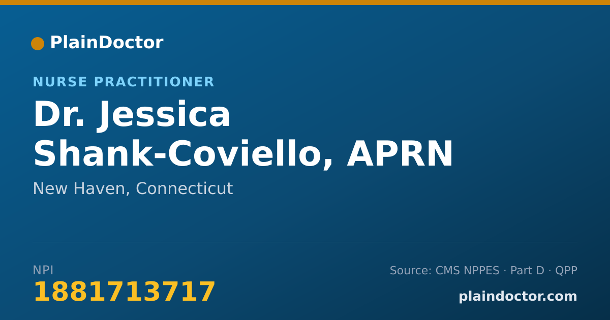 Shareable card for Jessica Shank-Coviello, APRN - Nurse Practitioner, New Haven, CT