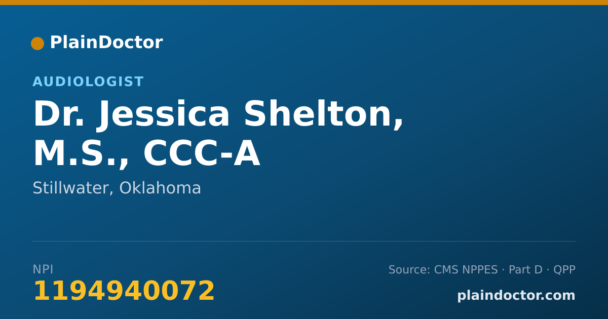 Shareable card for Jessica Shelton, M.S., CCC-A - Audiologist, Stillwater, OK