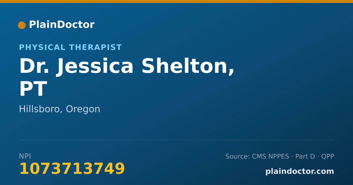 Shareable card for Jessica Shelton, PT - Physical Therapist, Hillsboro, OR