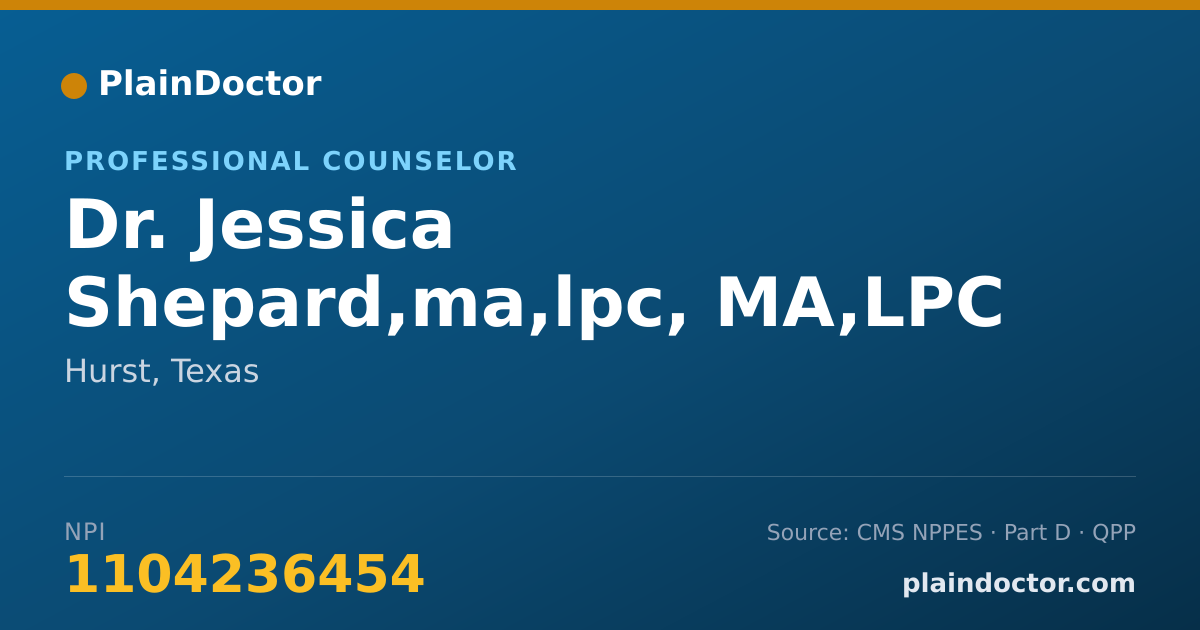 Shareable card for Jessica Shepard,ma,lpc, MA,LPC - Professional Counselor, Hurst, TX