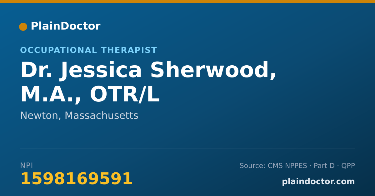 Shareable card for Jessica Sherwood, M.A., OTR/L - Occupational Therapist, Newton, MA