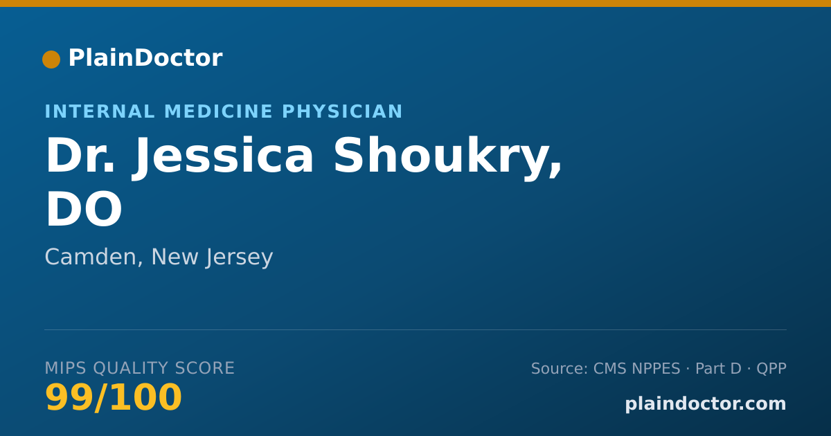 Shareable card for Jessica Shoukry, DO - Internal Medicine Physician, Camden, NJ