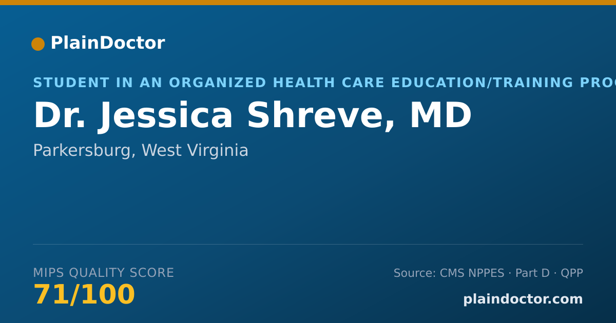 Shareable card for Jessica Shreve, MD - Student in an Organized Health Care Education/Training Program, Parkersburg, WV