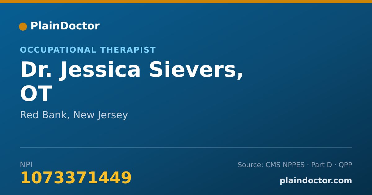 Shareable card for Jessica Sievers, OT - Occupational Therapist, Red Bank, NJ