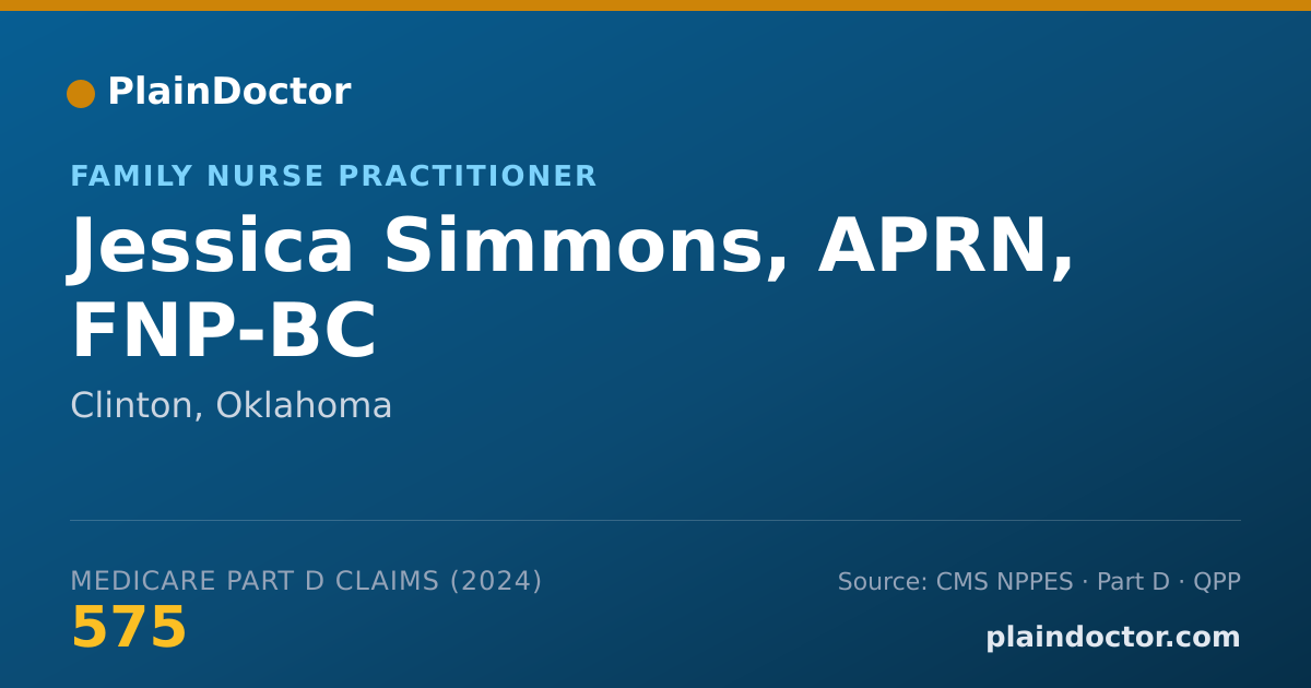 Shareable card for Jessica Simmons, APRN, FNP-BC - Family Nurse Practitioner, Clinton, OK