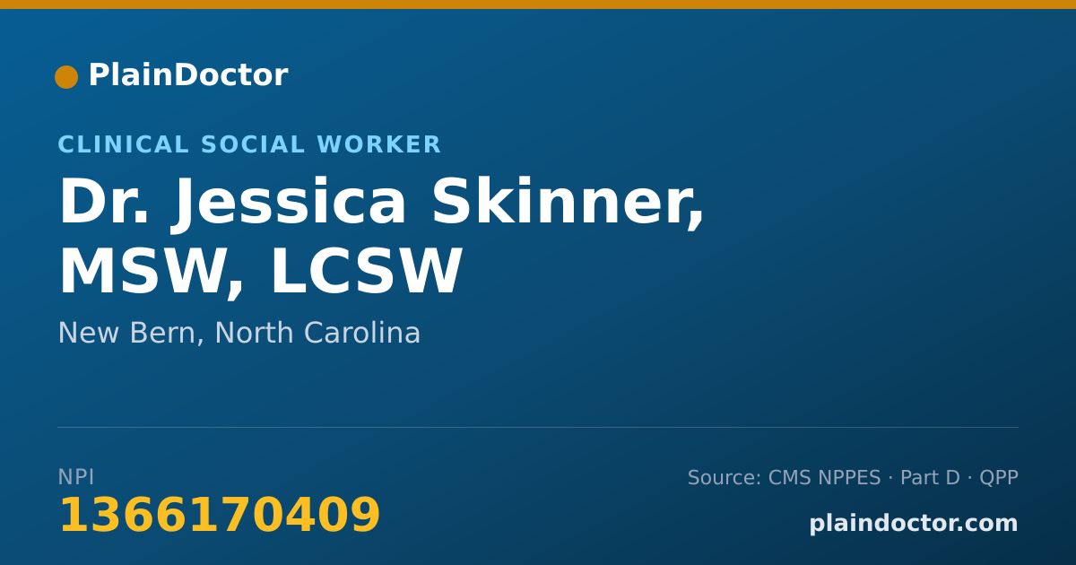 Shareable card for Jessica Skinner, MSW, LCSW - Clinical Social Worker, New Bern, NC