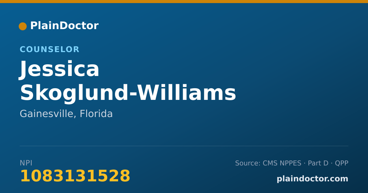 Shareable card for Jessica Skoglund-Williams - Counselor, Gainesville, FL