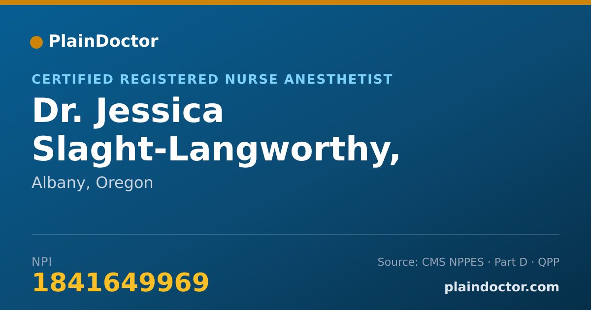 Shareable card for Jessica Slaght-Langworthy, CRNA - Certified Registered Nurse Anesthetist, Albany, OR