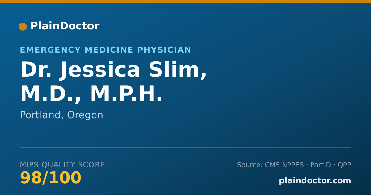 Shareable card for Jessica Slim, M.D., M.P.H. - Emergency Medicine Physician, Portland, OR