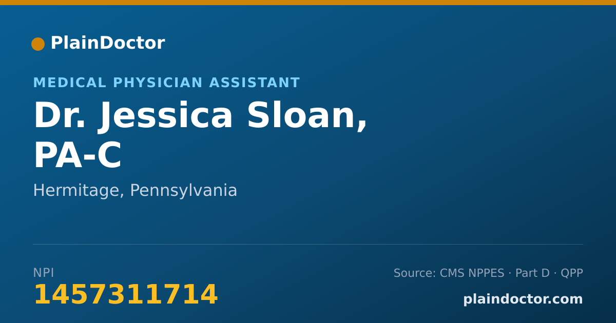 Shareable card for Jessica Sloan, PA-C - Medical Physician Assistant, Hermitage, PA