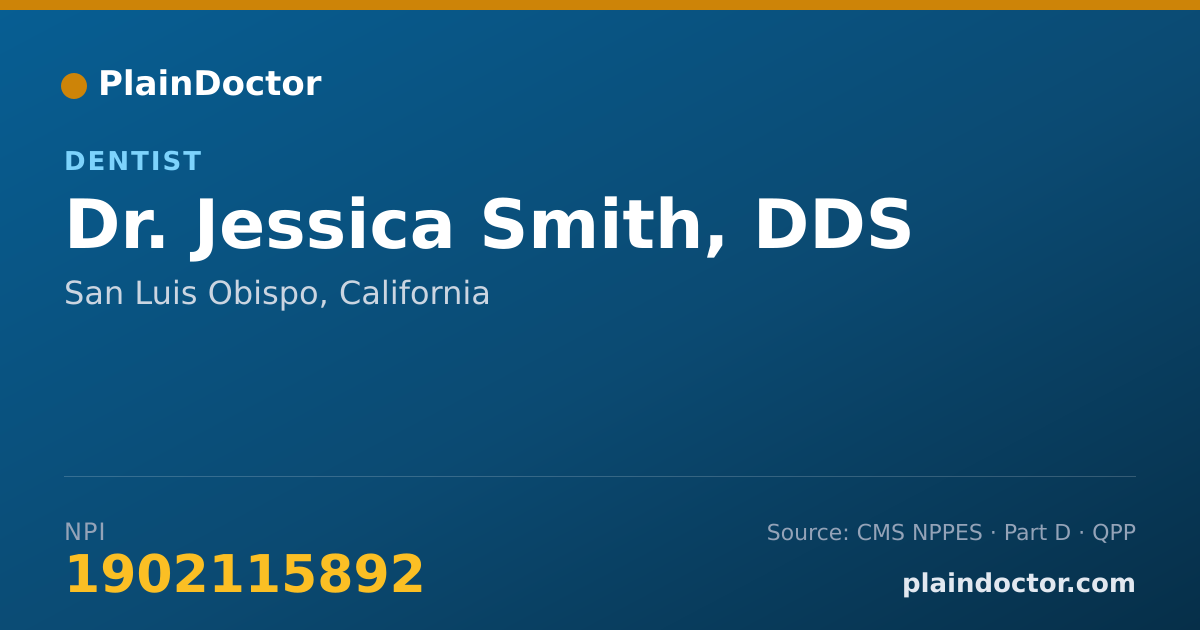 Shareable card for Jessica Smith, DDS - Dentist, San Luis Obispo, CA