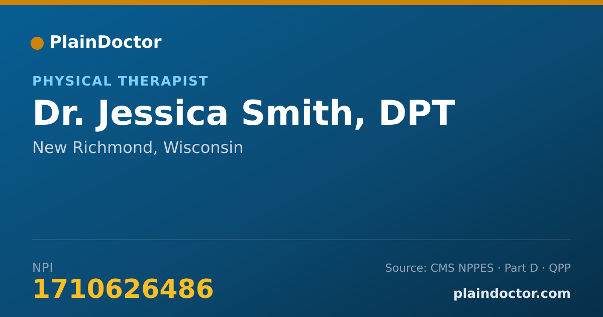 Shareable card for Jessica Smith, DPT - Physical Therapist, New Richmond, WI