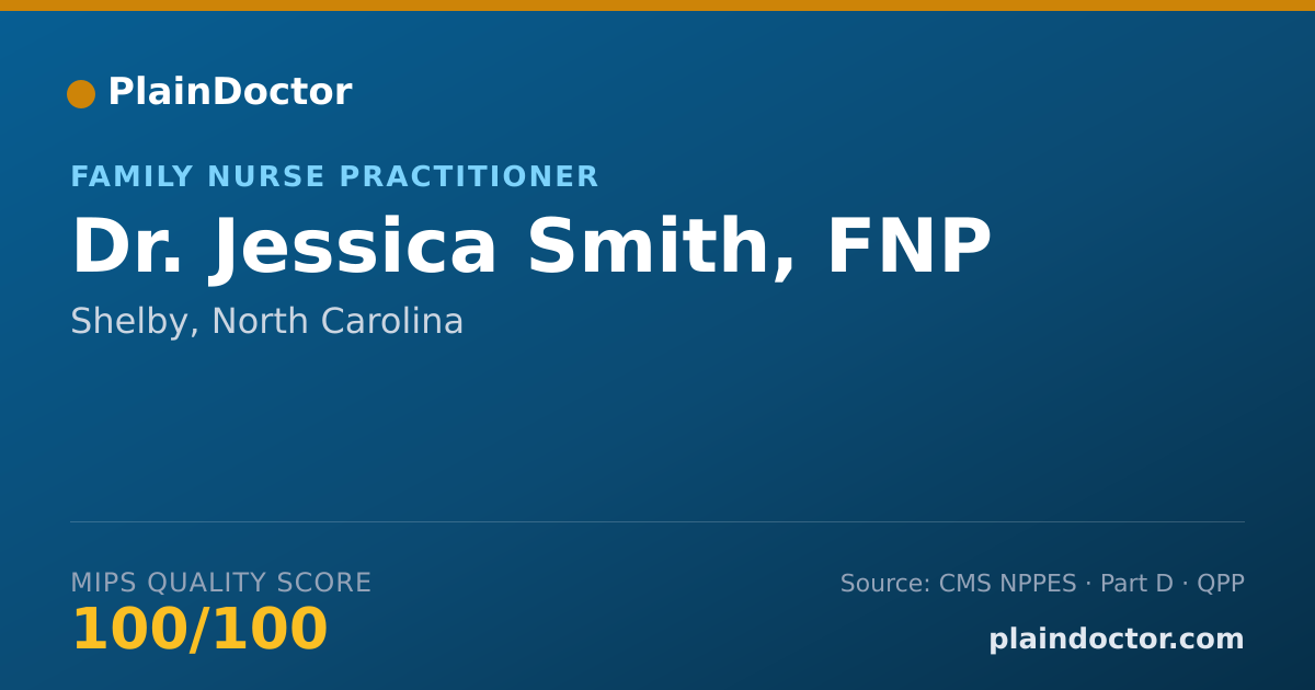 Shareable card for Jessica Smith, FNP - Family Nurse Practitioner, Shelby, NC