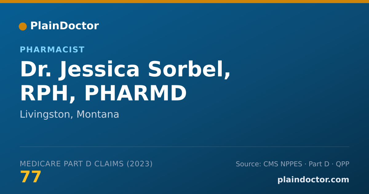 Shareable card for Jessica Sorbel, RPH, PHARMD - Pharmacist, Livingston, MT