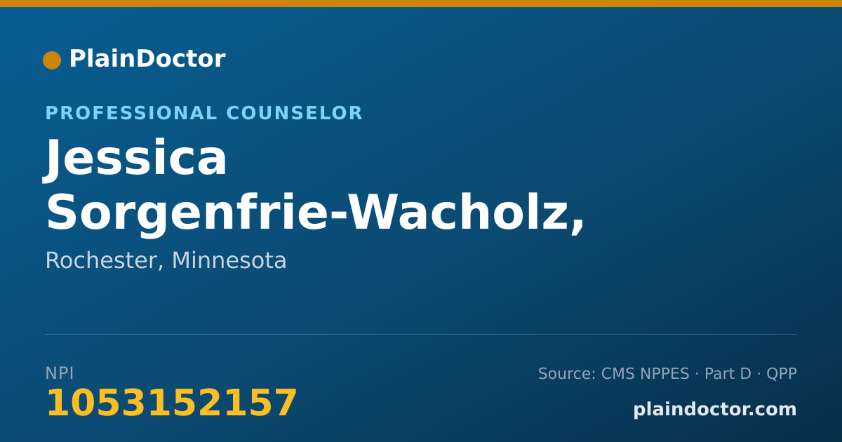 Shareable card for Jessica Sorgenfrie-Wacholz, M.S., LADC, LPCC - Professional Counselor, Rochester, MN