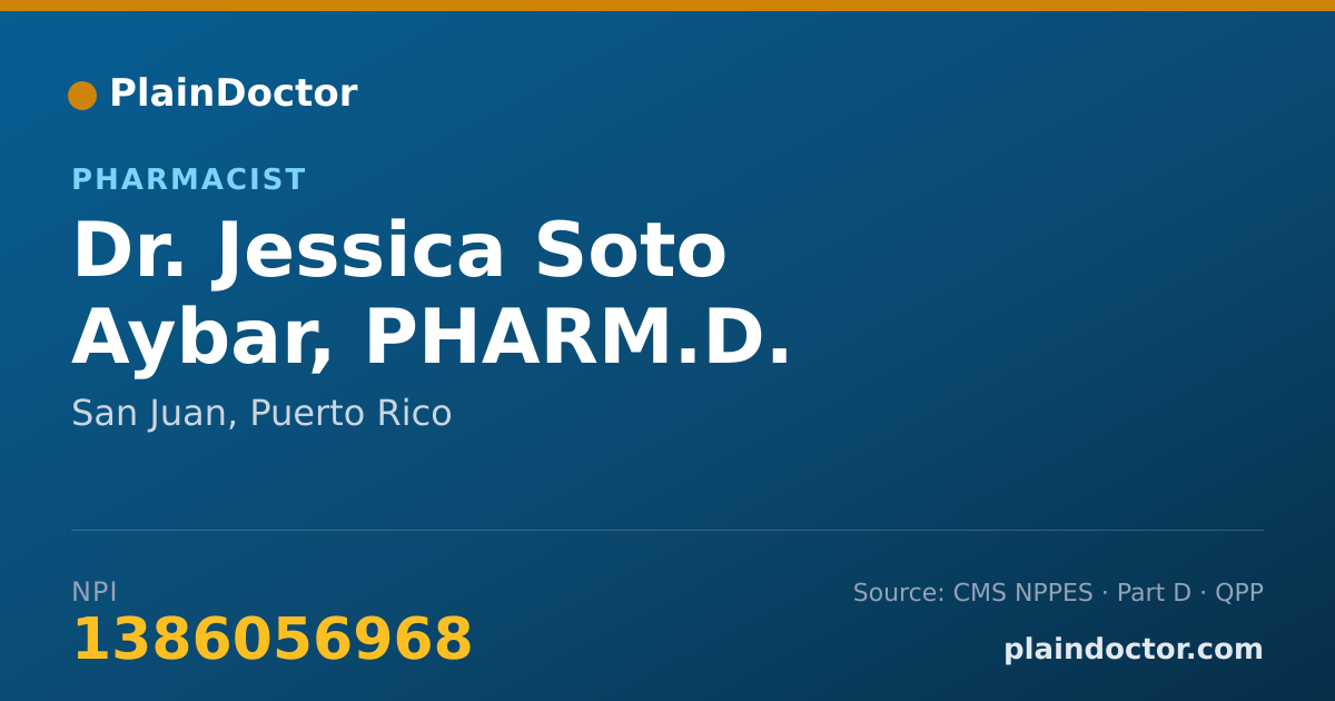 Shareable card for Jessica Soto Aybar, PHARM.D. - Pharmacist, San Juan, PR