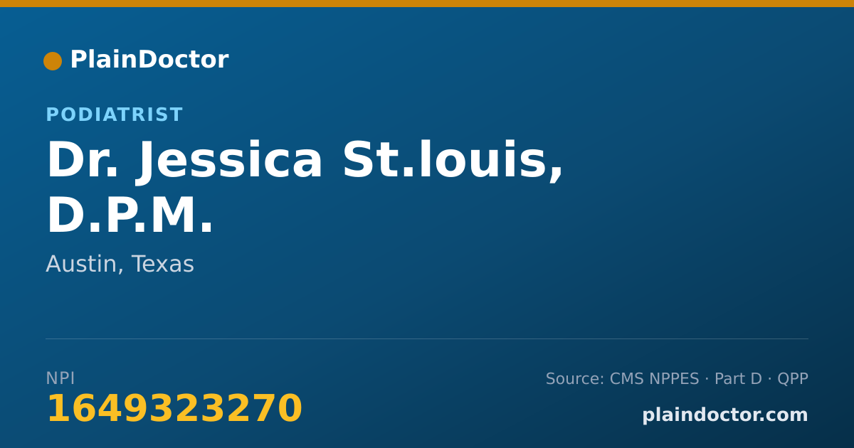 Shareable card for Jessica St.louis, D.P.M. - Podiatrist, Austin, TX
