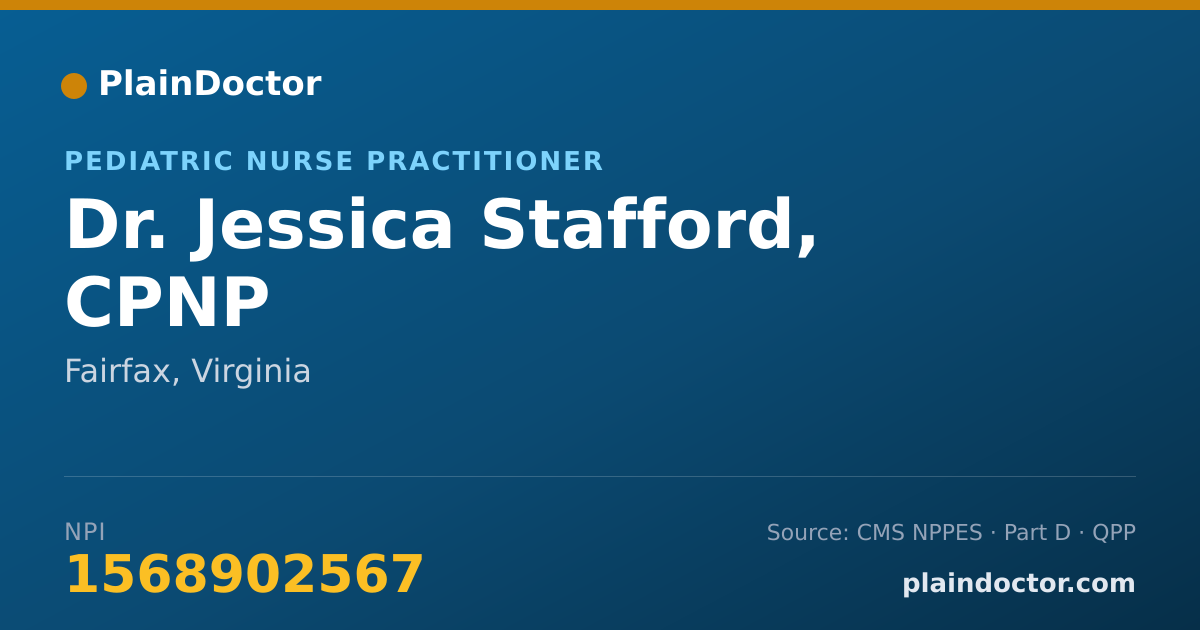 Shareable card for Jessica Stafford, CPNP - Pediatric Nurse Practitioner, Fairfax, VA