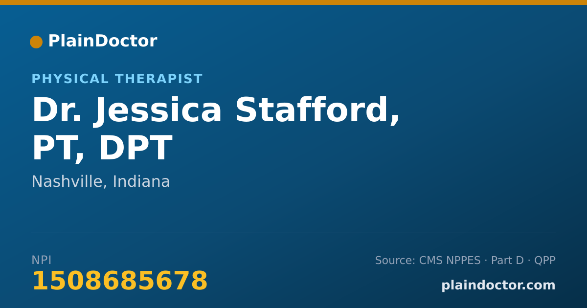 Shareable card for Jessica Stafford, PT, DPT - Physical Therapist, Nashville, IN