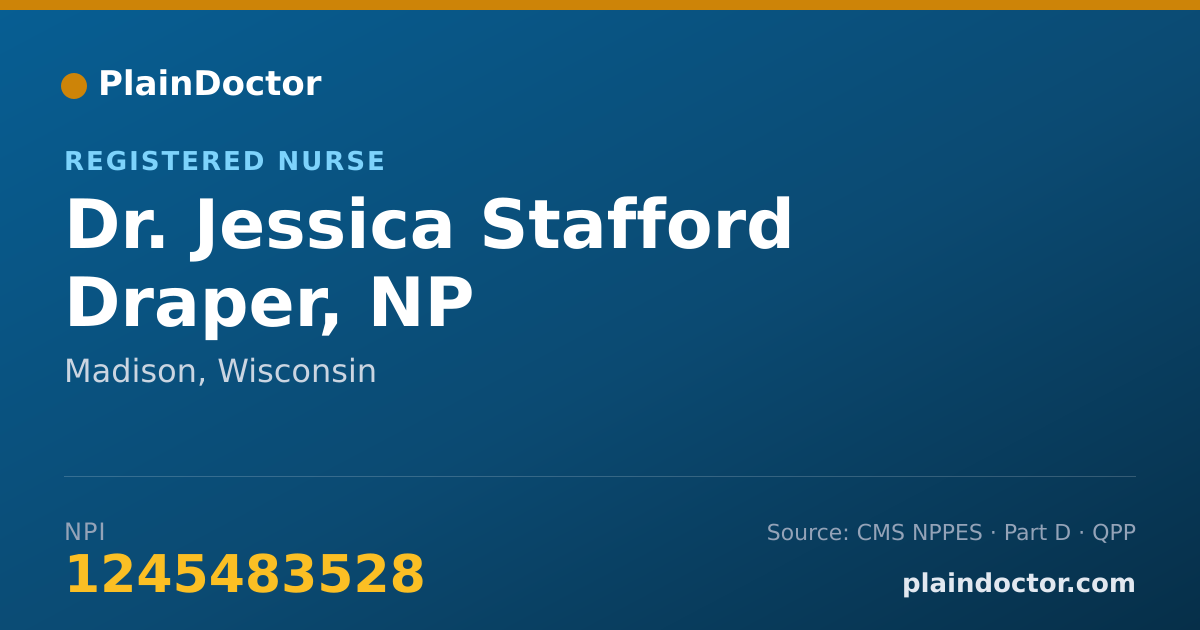 Shareable card for Jessica Stafford Draper, NP - Registered Nurse, Madison, WI
