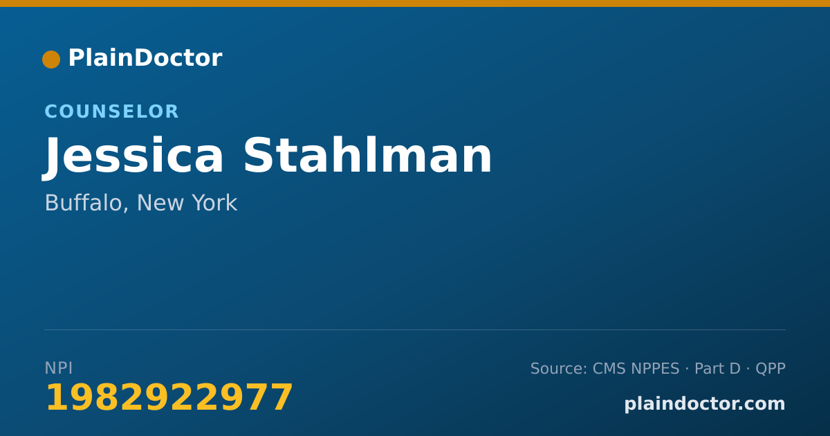Shareable card for Jessica Stahlman - Counselor, Buffalo, NY