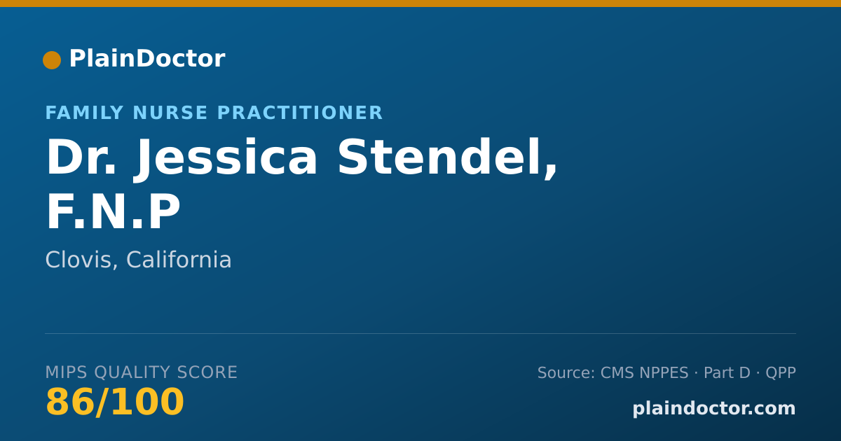 Shareable card for Jessica Stendel, F.N.P - Family Nurse Practitioner, Clovis, CA