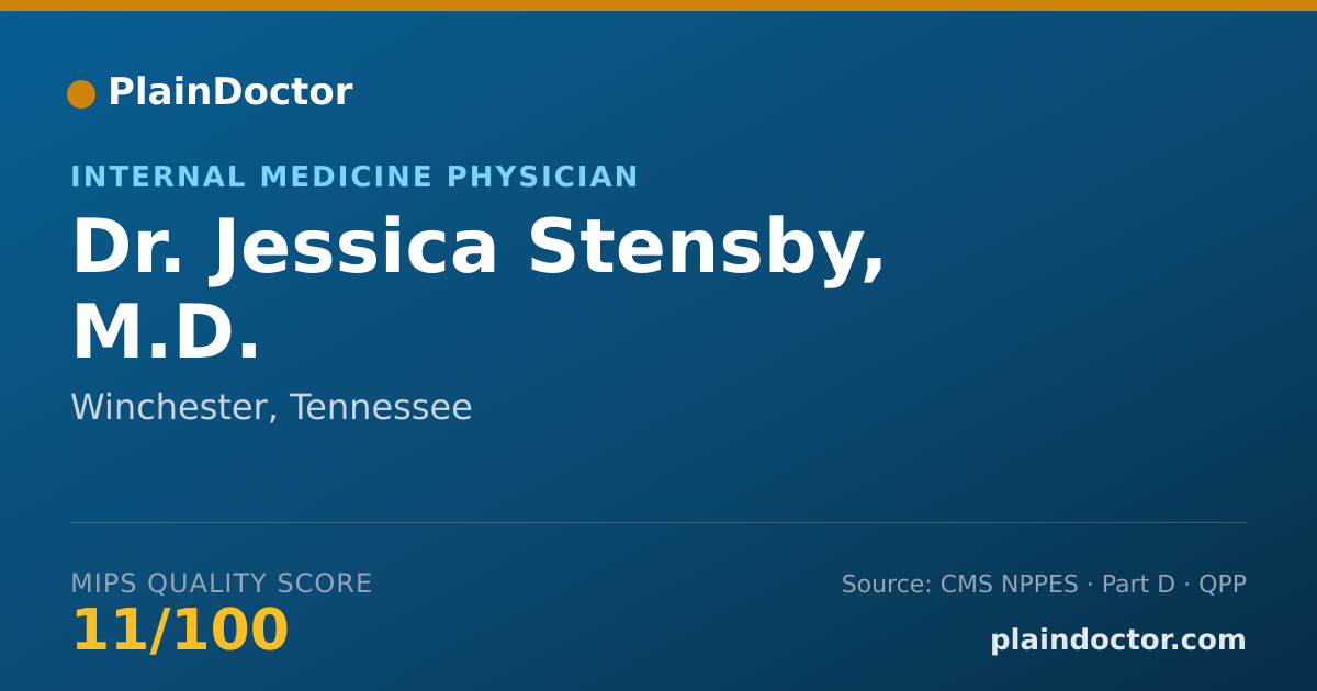 Shareable card for Jessica Stensby, M.D. - Internal Medicine Physician, Winchester, TN