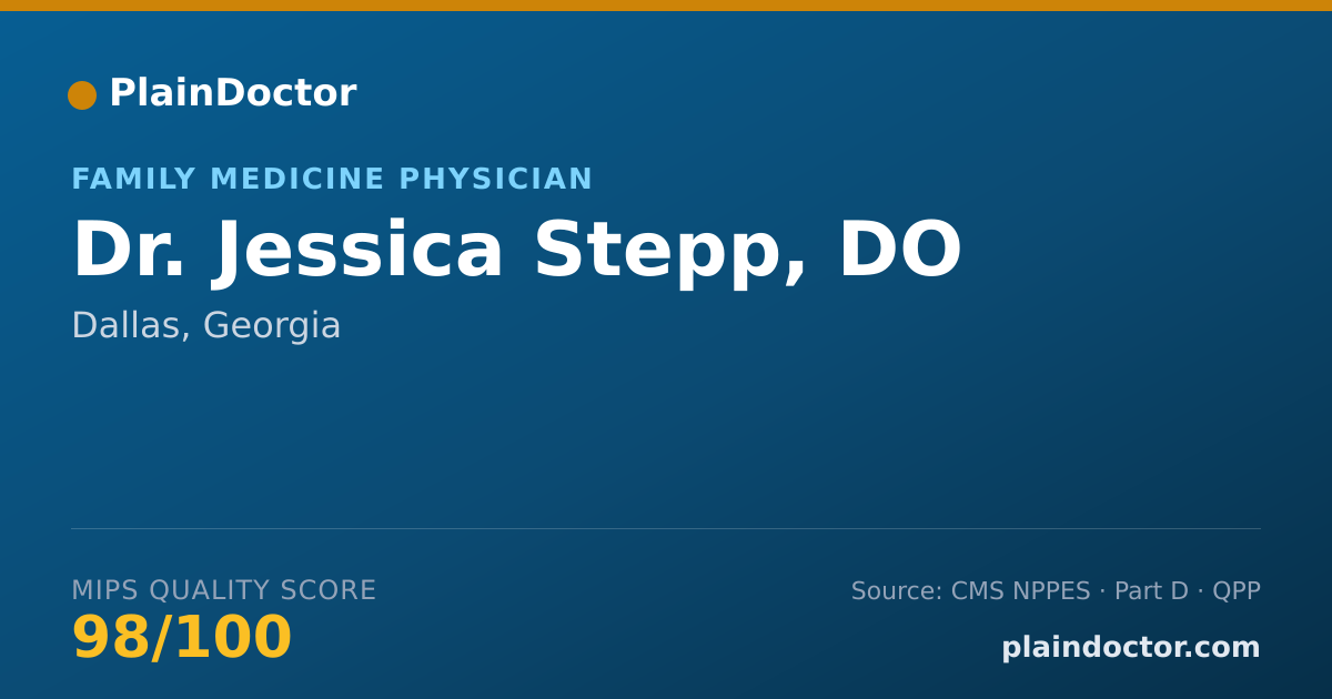 Shareable card for Jessica Stepp, DO - Family Medicine Physician, Dallas, GA