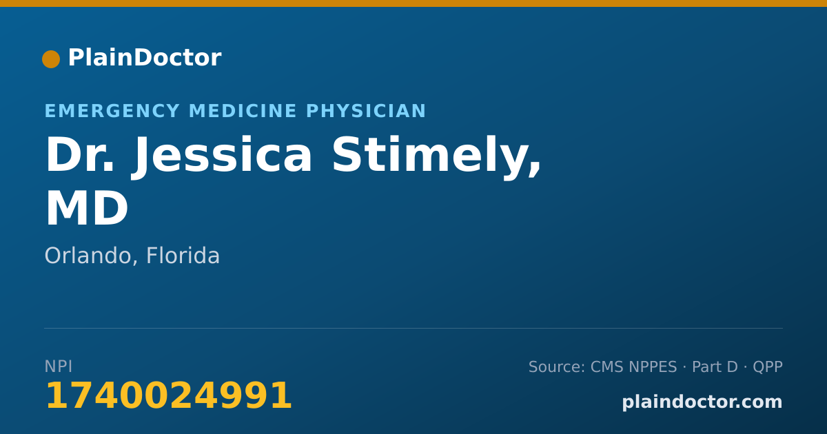 Shareable card for Jessica Stimely, MD - Emergency Medicine Physician, Orlando, FL